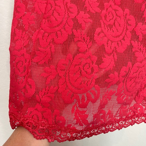 Vintage Victoria's Secret Cami Lace Top Women's Size L Red Floral - Picture 3 of 10